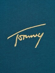 Tommy Jeans Blue Regular Fit Signature 100% Cotton T-Shirt - Image 6 of 6