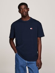 Tommy Jeans Blue Regular Fit Badge 100% Cotton T-Shirt - Image 1 of 6