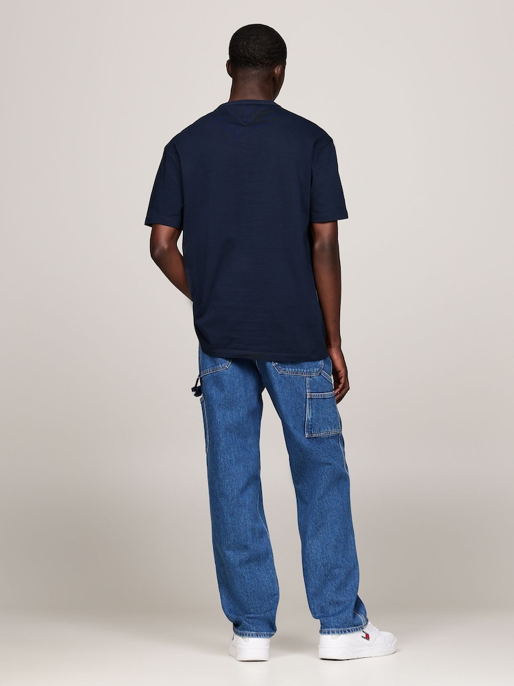 Tommy Jeans Blue Regular Fit Badge 100% Cotton T-Shirt - Image 2 of 6