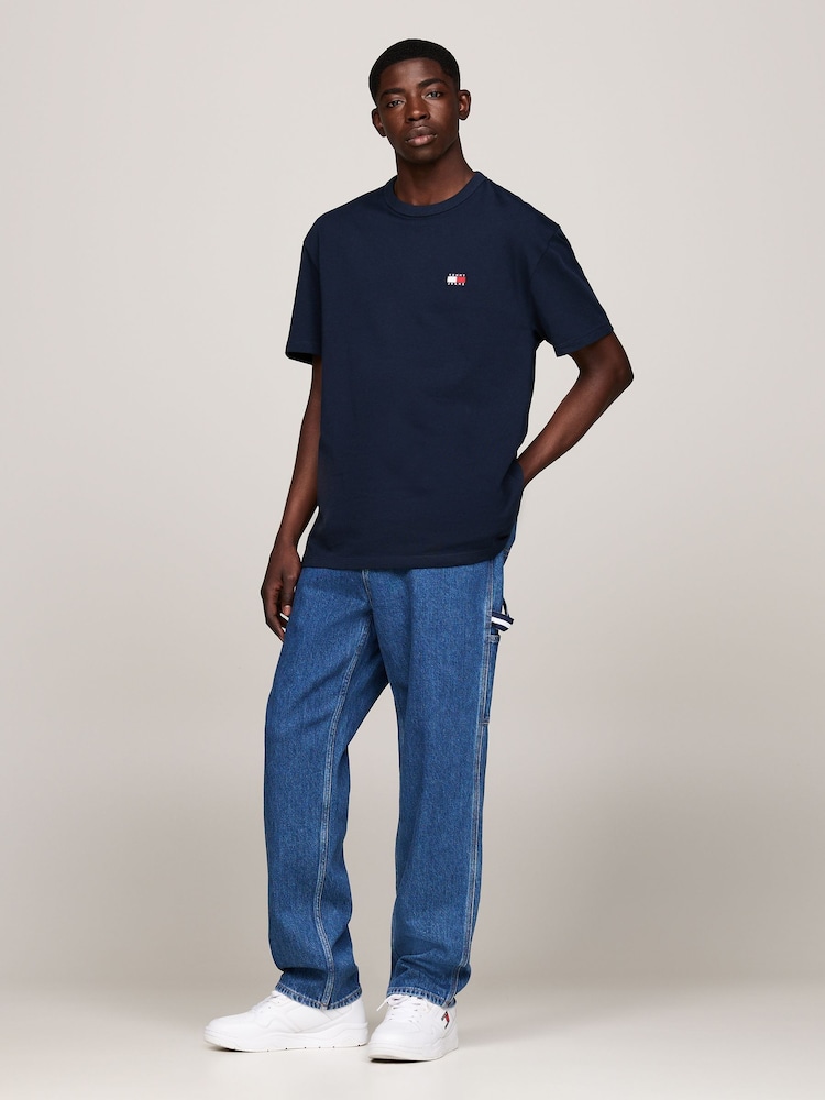 Tommy Jeans Blue Regular Fit Badge 100% Cotton T-Shirt - Image 3 of 6