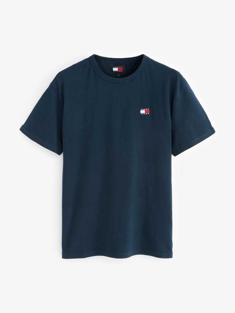 Tommy Jeans Blue Regular Fit Badge 100% Cotton T-Shirt - Image 5 of 6