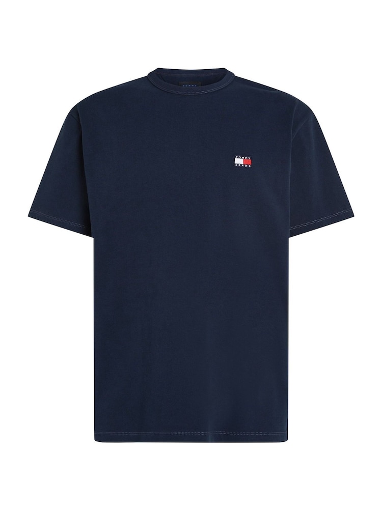 Tommy Jeans Blue Regular Fit Badge 100% Cotton T-Shirt - Image 6 of 6