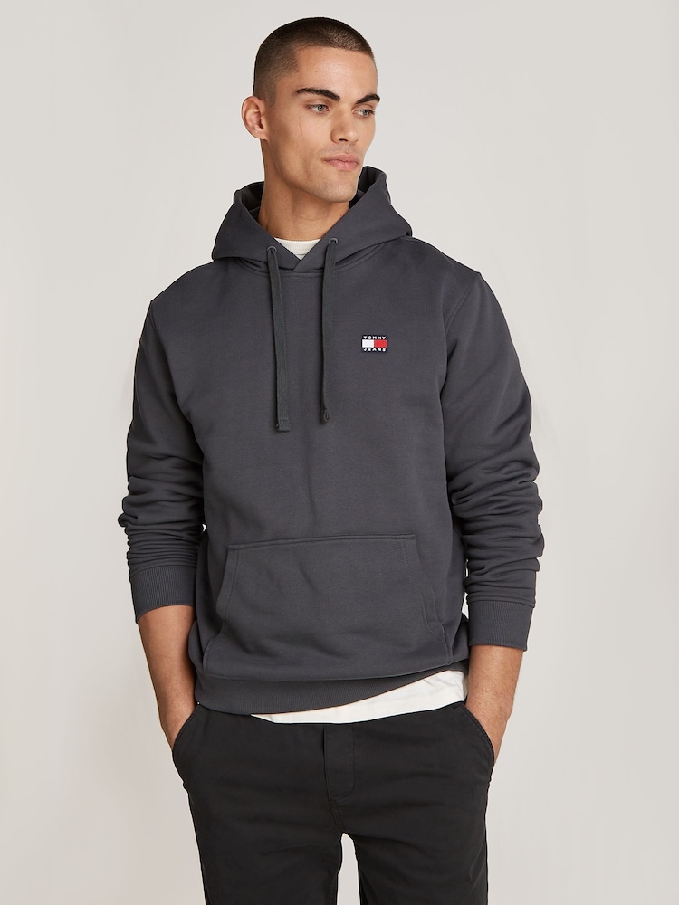 Tommy Jeans Grey Regular Fit Badge 100% Cotton Hoodie - Image 1 of 6