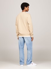 Tommy Jeans Natural Regular Fit Natural Badge Crew Neck 100% Cotton Sweatshirt - Image 2 of 5