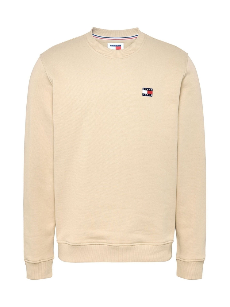 Tommy Jeans Natural Regular Fit Natural Badge Crew Neck 100% Cotton Sweatshirt - Image 5 of 5