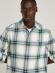 Tommy Jeans White Regular Fit Check Flannel Shirt - Image 3 of 6