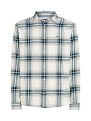 Tommy Jeans White Regular Fit Check Flannel Shirt - Image 4 of 6