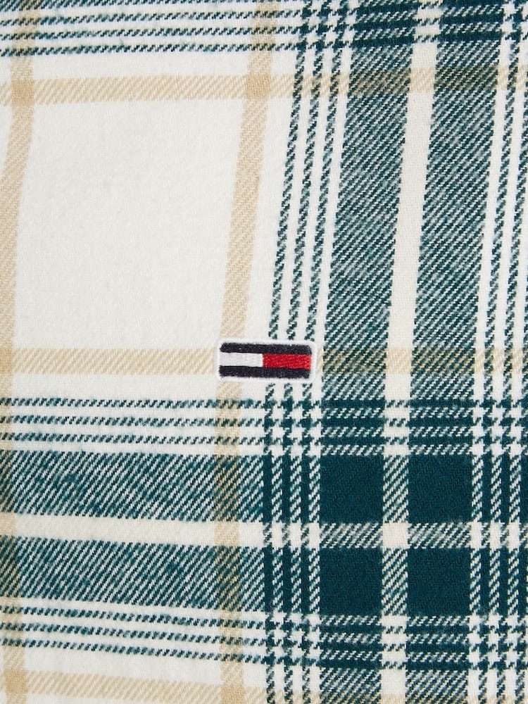 Tommy Jeans White Regular Fit Check Flannel Shirt - Image 6 of 6