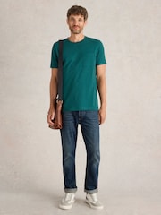 White Stuff Green Abersoch Nep Short Sleeve 100% Cotton T-Shirt - Image 1 of 6