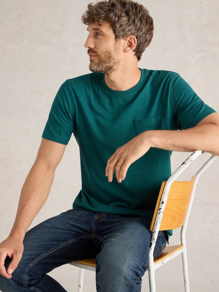White Stuff Green Abersoch Nep Short Sleeve 100% Cotton T-Shirt - Image 2 of 6