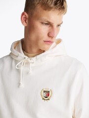 Tommy Jeans White Regular Fit Flag Crest 100% Cotton Hoodie - Image 3 of 5