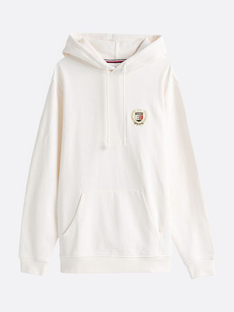 Tommy Jeans White Regular Fit Flag Crest 100% Cotton Hoodie - Image 5 of 5