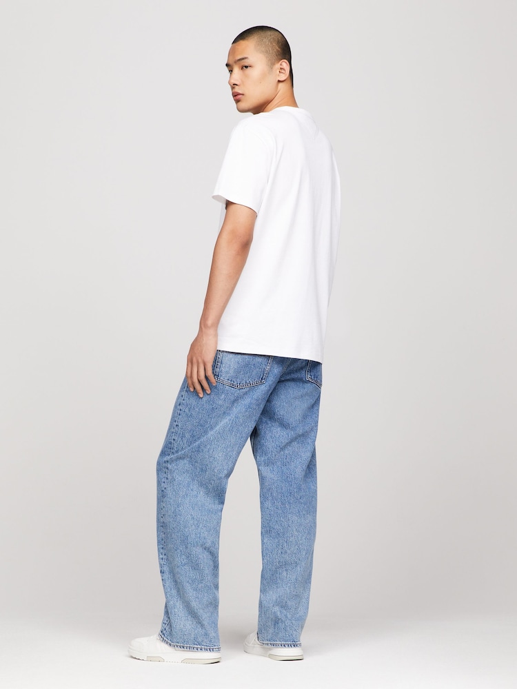 Tommy Jeans White Regular Fit Badge 100% Cotton T-Shirt - Image 2 of 5 Tommy Jeans White Regular Fit Badge 100% Cotton T-Shirt - Image 2 of 5