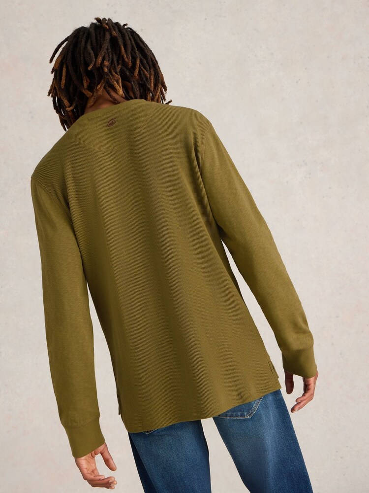 White Stuff Green Andover Henley 100% Cotton T-Shirt - Image 2 of 6