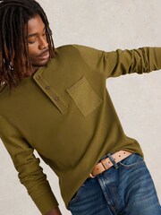 White Stuff Green Andover Henley 100% Cotton T-Shirt - Image 3 of 6