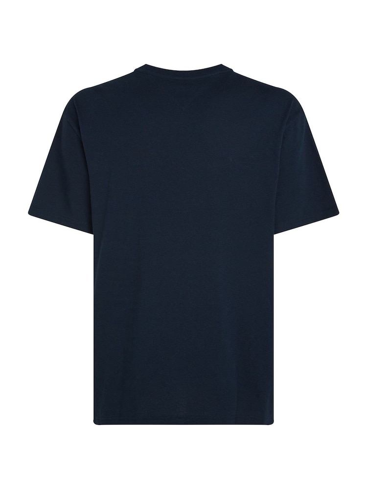 Tommy Jeans Blue Regular Fit Signature 100% Cotton T-Shirt - Image 5 of 5
