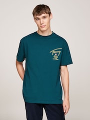 Tommy Jeans Blue Regular Fit 100% Cotton Signature City Twist T-Shirt - Image 1 of 5