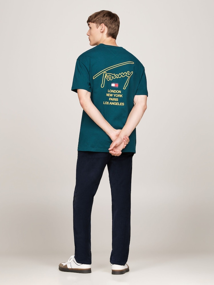 Tommy Jeans Blue Regular Fit 100% Cotton Signature City Twist T-Shirt - Image 2 of 5