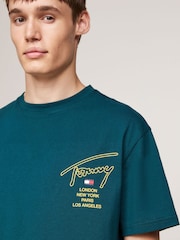Tommy Jeans Blue Regular Fit 100% Cotton Signature City Twist T-Shirt - Image 3 of 5