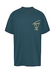 Tommy Jeans Blue Regular Fit 100% Cotton Signature City Twist T-Shirt - Image 5 of 5