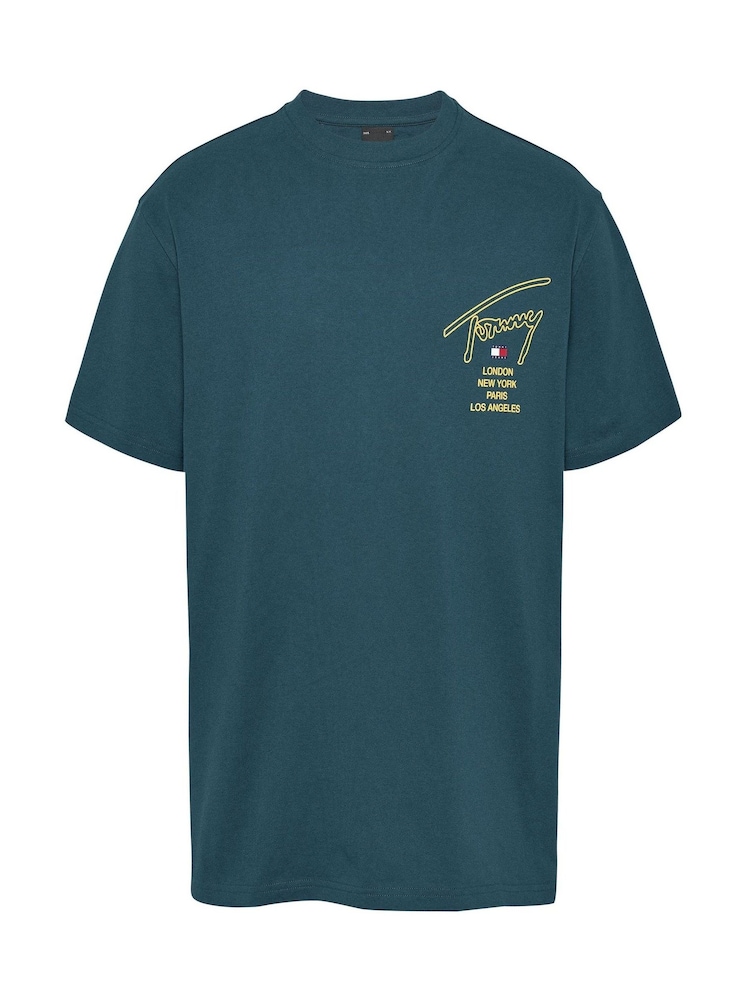 Tommy Jeans Blue Regular Fit 100% Cotton Signature City Twist T-Shirt - Image 5 of 5