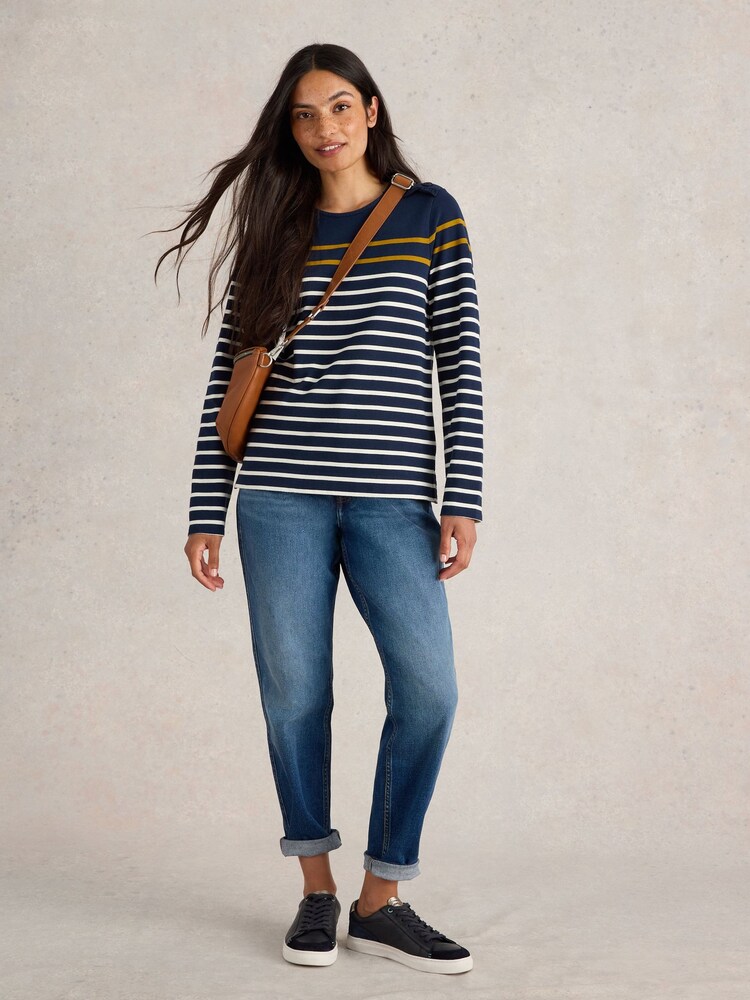 White Stuff Blue Whitney Stripe 100% Cotton Top - Image 1 of 6