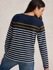 White Stuff Blue Whitney Stripe 100% Cotton Top - Image 2 of 6