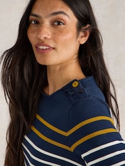 White Stuff Blue Whitney Stripe 100% Cotton Top - Image 3 of 6