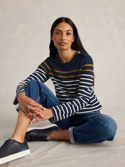 White Stuff Blue Whitney Stripe 100% Cotton Top - Image 4 of 6