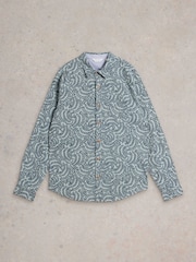 White Stuff Blue Leaf Printed 100% Cotton Shirt - Image 5 of 6