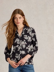 White Stuff Black Annie Jersey 100% Cotton Shirt - Image 1 of 6