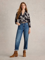 White Stuff Black Annie Jersey 100% Cotton Shirt - Image 2 of 6