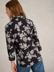 White Stuff Black Annie Jersey 100% Cotton Shirt - Image 3 of 6