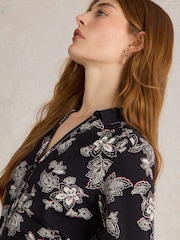 White Stuff Black Annie Jersey 100% Cotton Shirt - Image 4 of 6