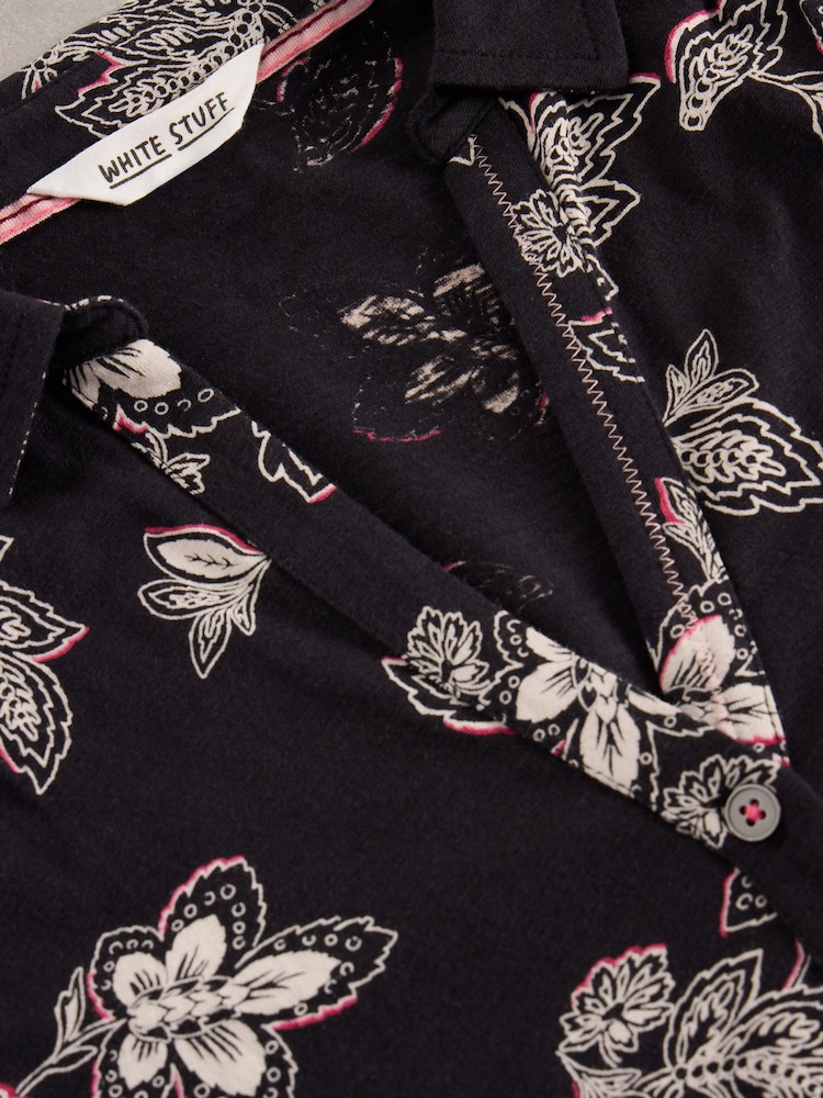 White Stuff Black Annie Jersey 100% Cotton Shirt - Image 6 of 6