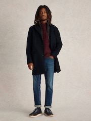 White Stuff Blue Wool Funnel Coat - Image 1 of 6