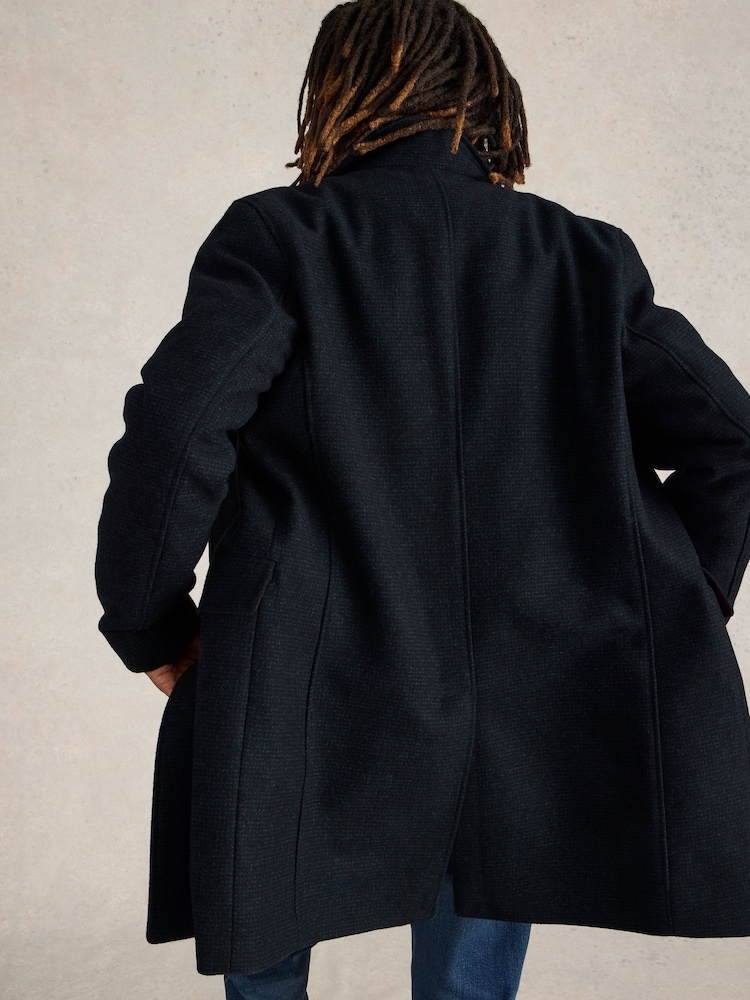 White Stuff Blue Wool Funnel Coat - Image 2 of 6