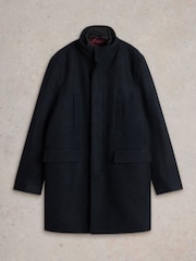 White Stuff Blue Wool Funnel Coat - Image 6 of 6