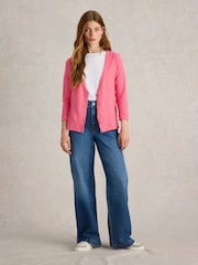 White Stuff Pink Naria Cotton/Linen Mix Cardigan - Image 1 of 6