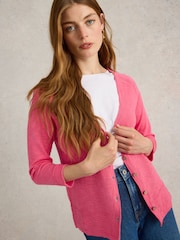 White Stuff Pink Naria Cotton/Linen Mix Cardigan - Image 3 of 6