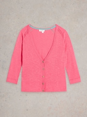White Stuff Pink Naria Cotton/Linen Mix Cardigan - Image 5 of 6