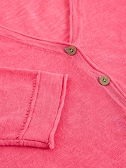 White Stuff Pink Naria Cotton/Linen Mix Cardigan - Image 6 of 6