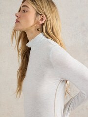 White Stuff Natural Camille High Neck T-Shirt - Image 3 of 6