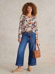 White Stuff Natural Long Sleeve Weaver T-Shirt - Image 1 of 6