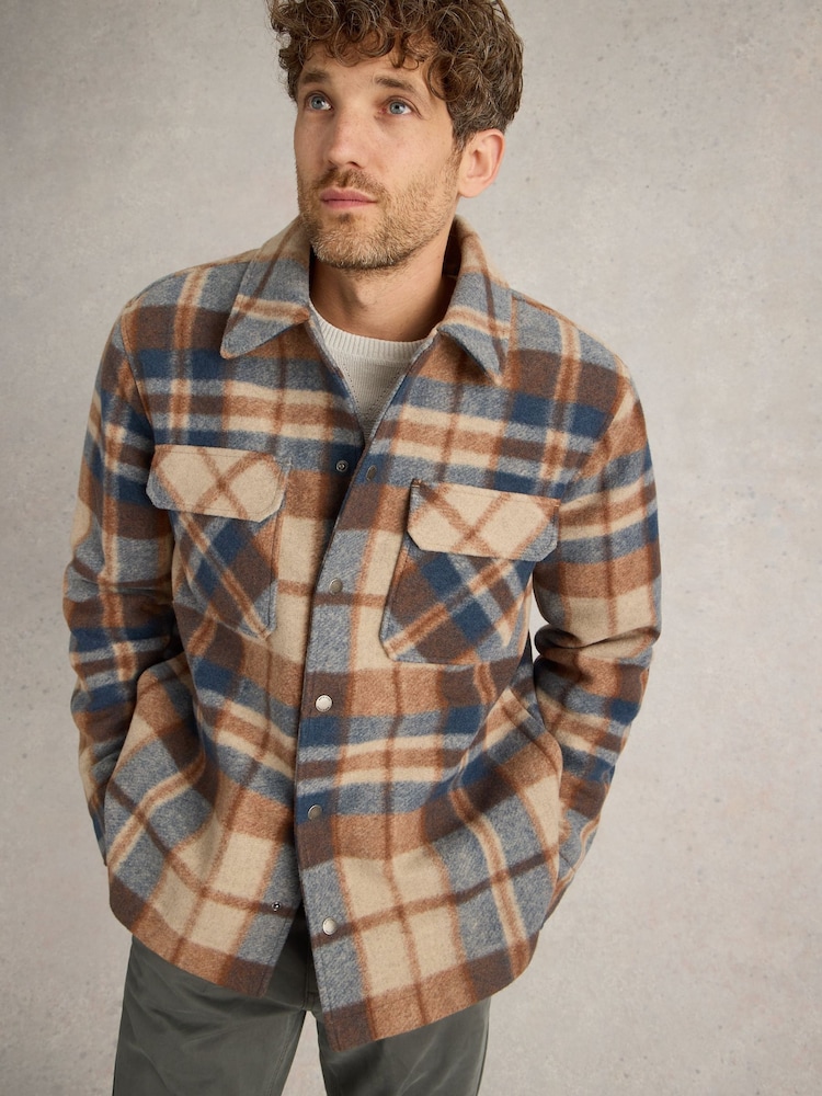 White Stuff Brown Check Trucker Coat - Image 3 of 6