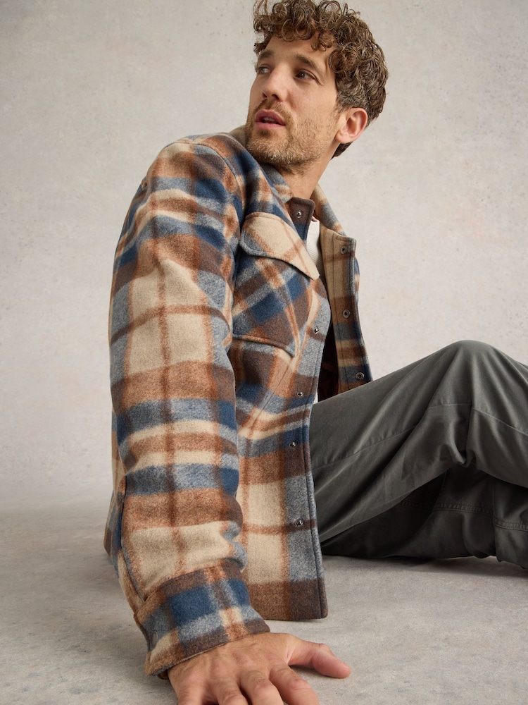 White Stuff Brown Check Trucker Coat - Image 4 of 6
