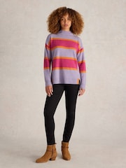 White Stuff Purple Holly High Cash Jumper - Image 1 of 6