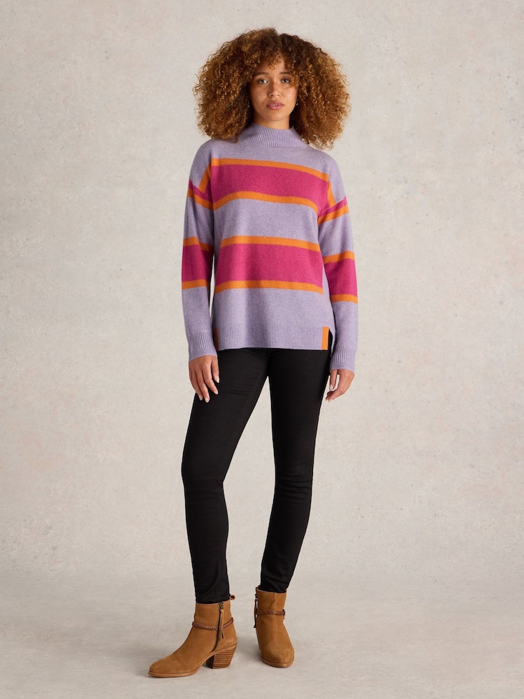 White Stuff Purple Holly High Cash Jumper - Image 1 of 6