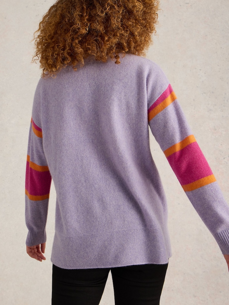 White Stuff Purple Holly High Cash Jumper - Image 2 of 6 White Stuff Purple Holly High Cash Jumper - Image 2 of 6