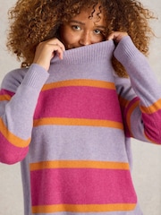 White Stuff Purple Holly High Cash Jumper - Image 3 of 6